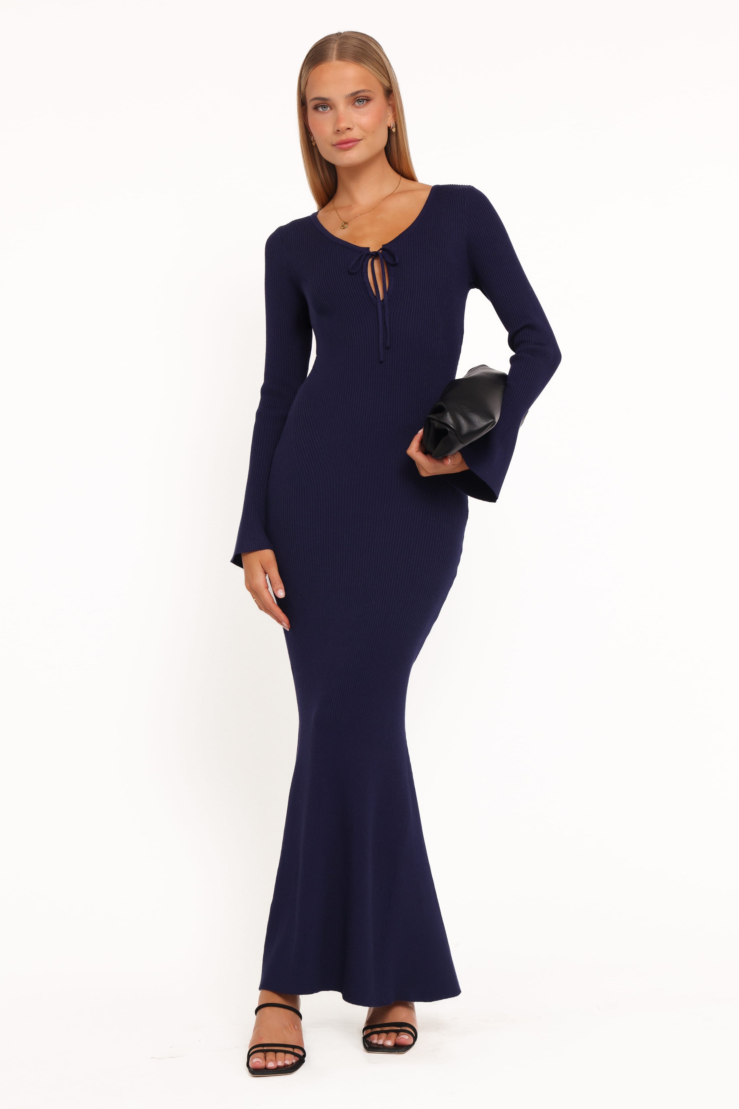 DRESSES Desley Knit Long Sleeve Maxi Dress - Navy