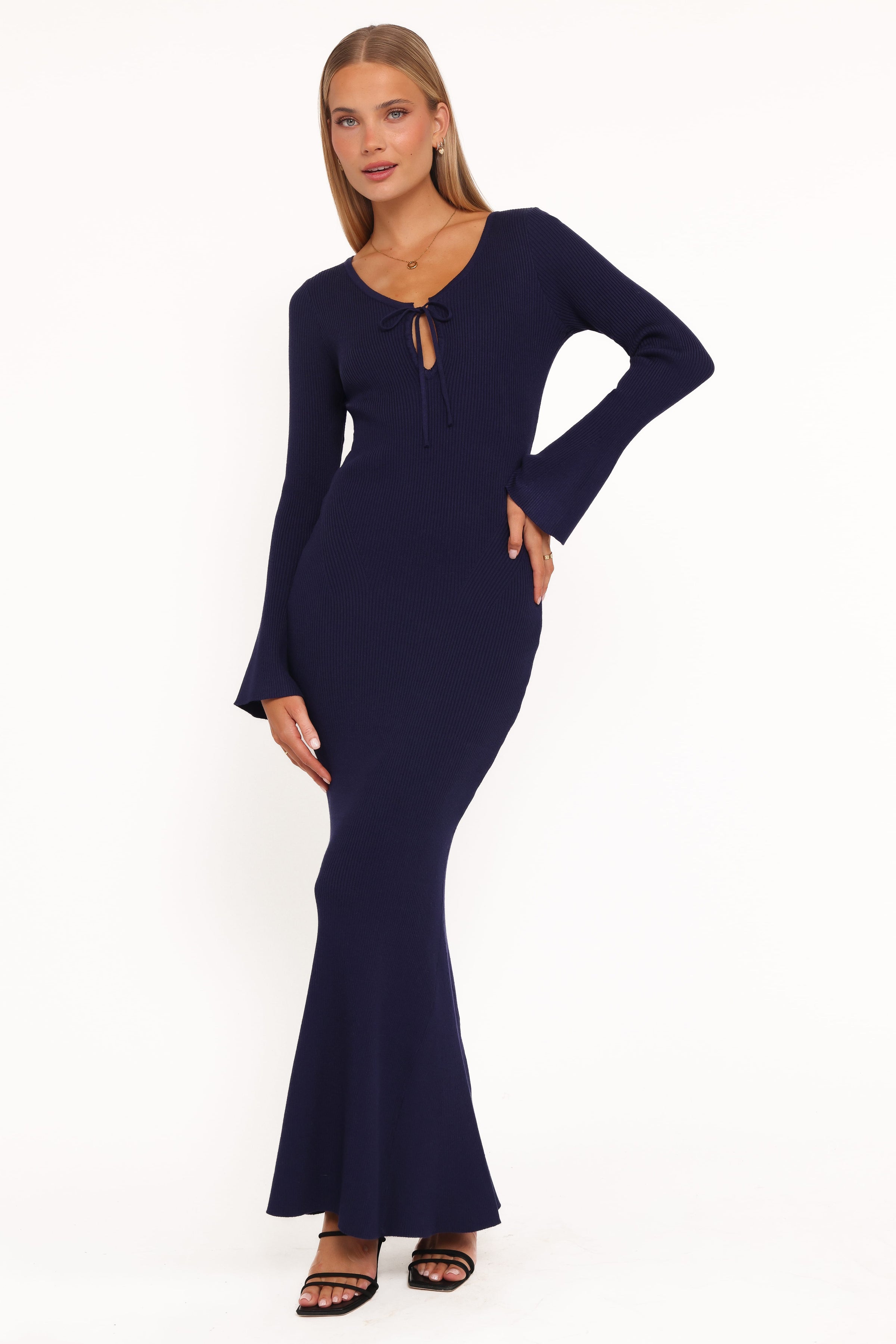 DRESSES Desley Knit Long Sleeve Maxi Dress - Navy