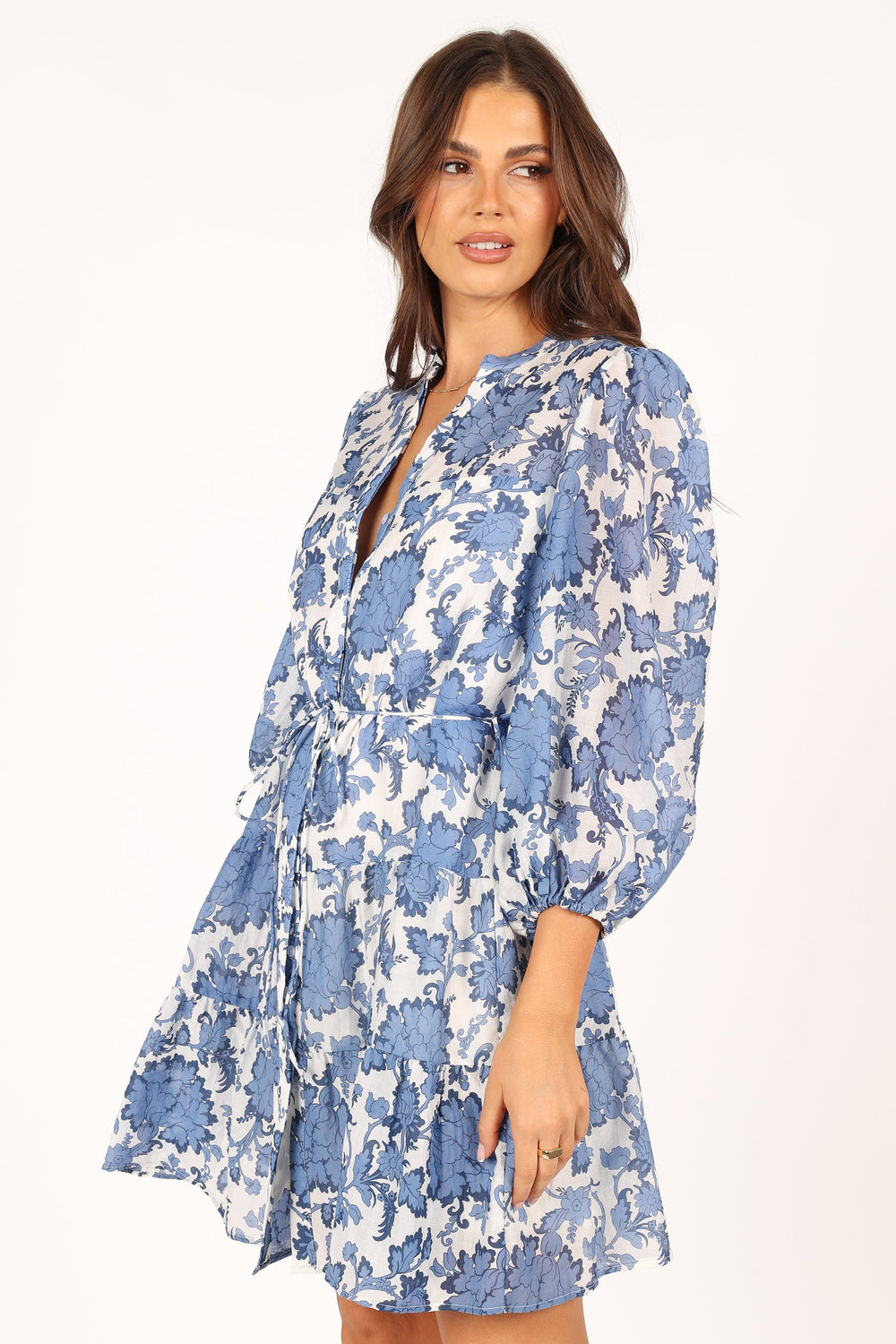 DRESSES @Dierdre Long Sleeve Mini Dress - Blue Floral (waiting on bulk)