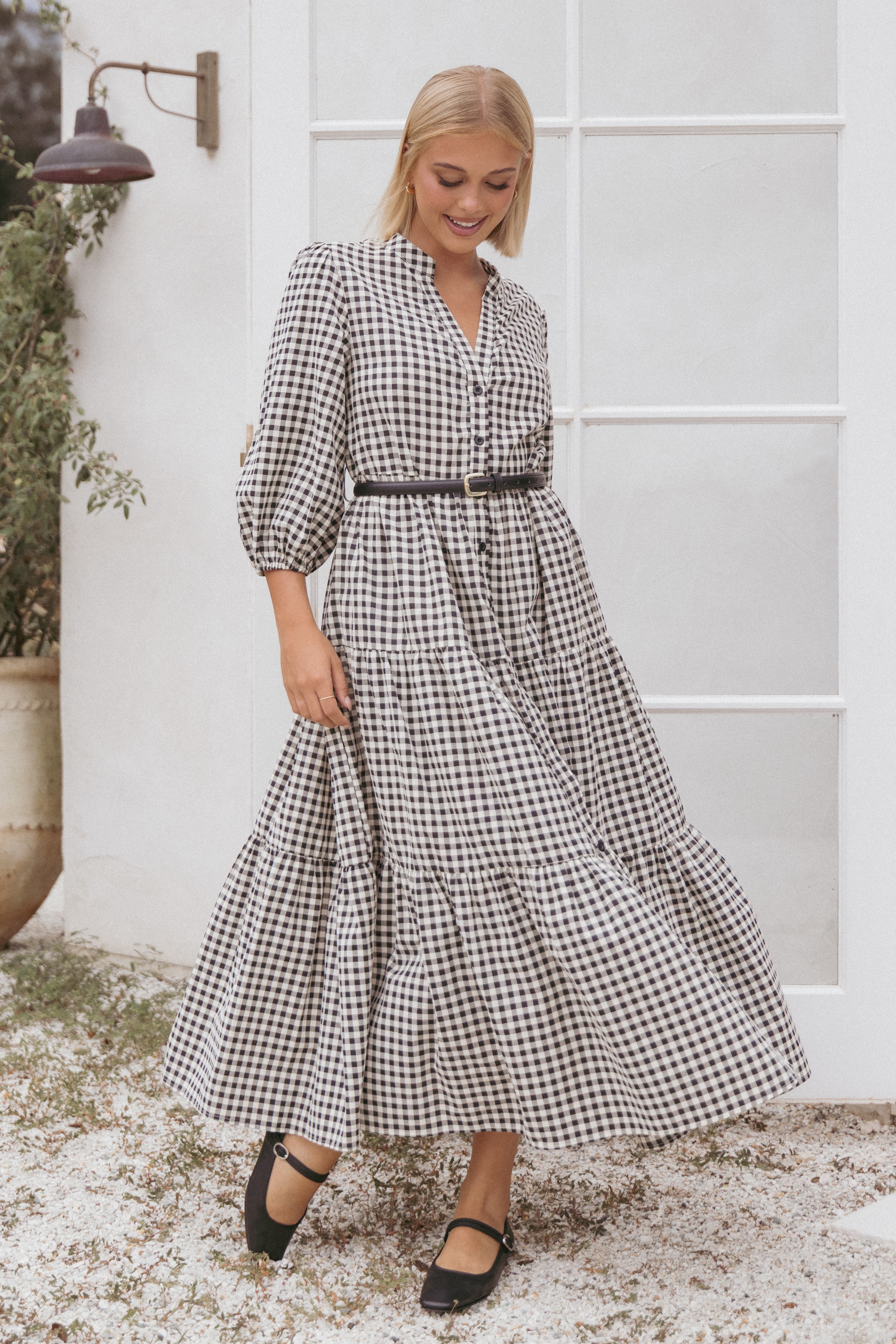Dixon Maxi Dress - Black Cream Gingham | Petal & Pup