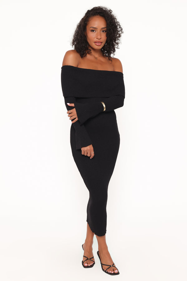 DRESSES Domitia Off Shoulder Knit Dress - Black