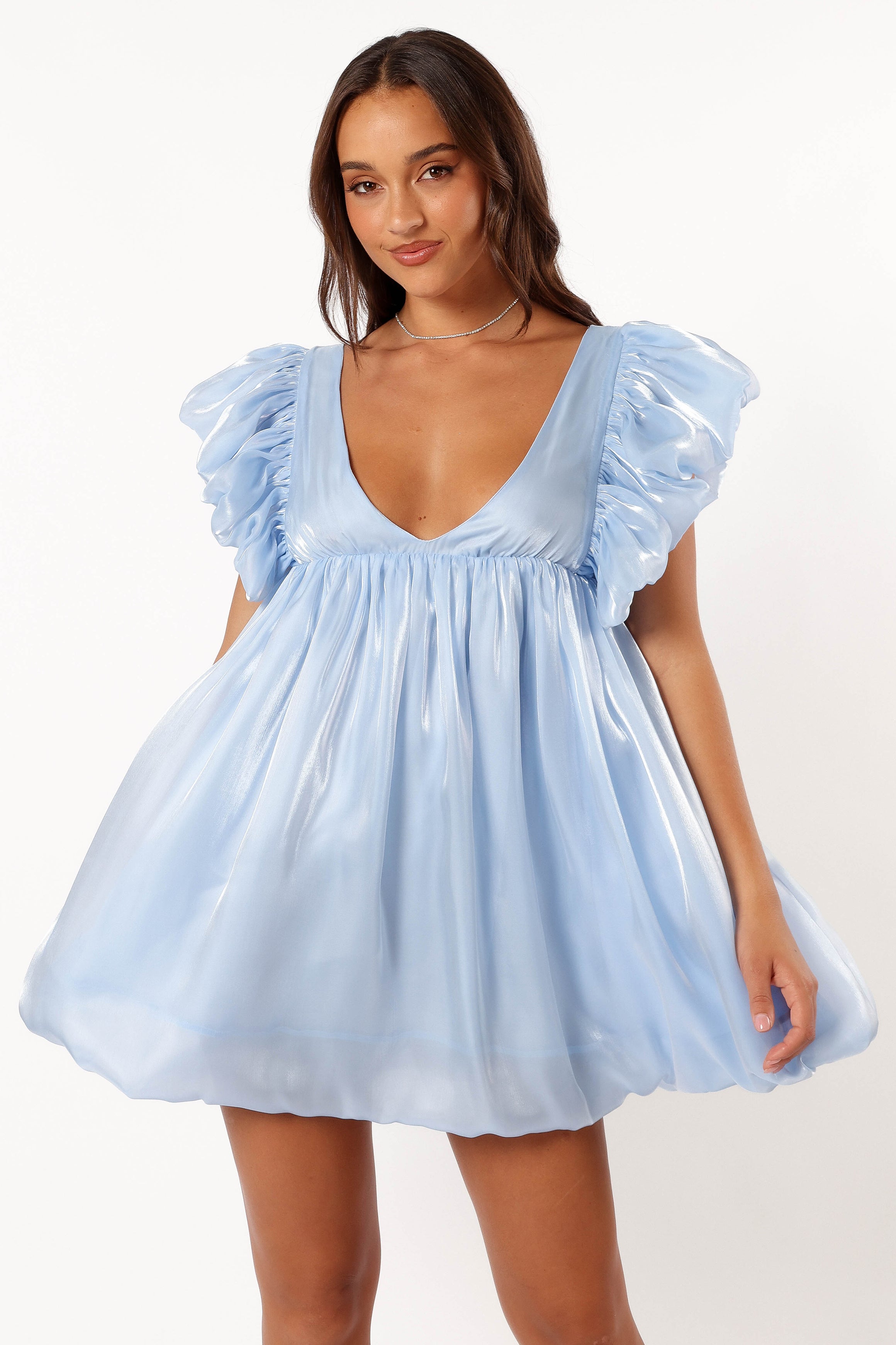 DRESSES @Dulip Frill Sleeve Mini Dress - Blue