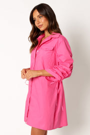 DRESSES @Dune Longsleeve Mini Shirt Dress - Pink