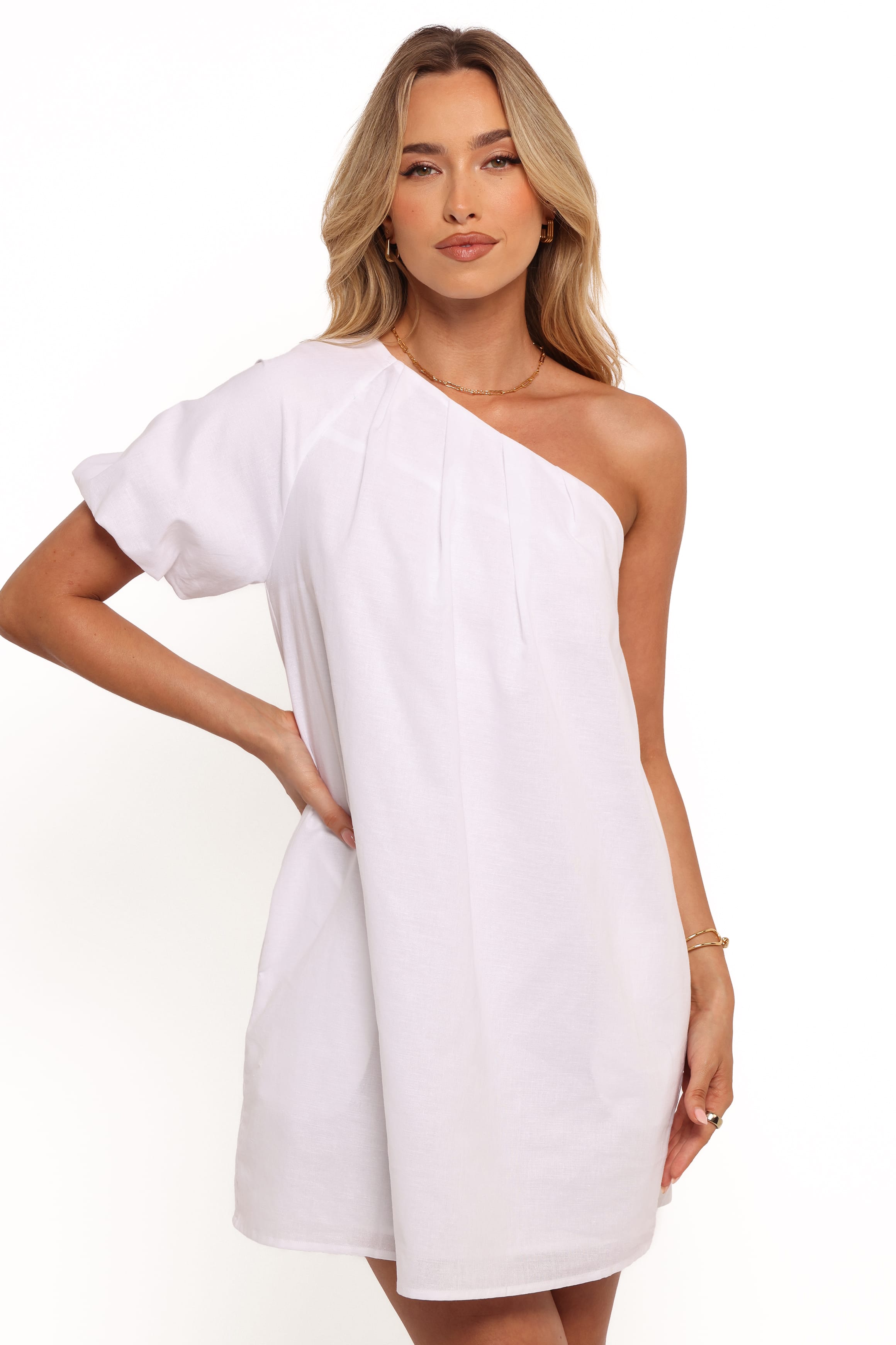 DRESSES Dylan One Shoulder Mini Dress - White