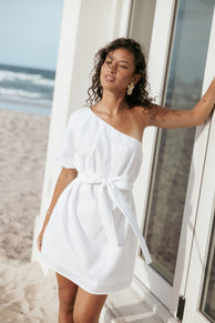 DRESSES Dylan One Shoulder Mini Dress - White