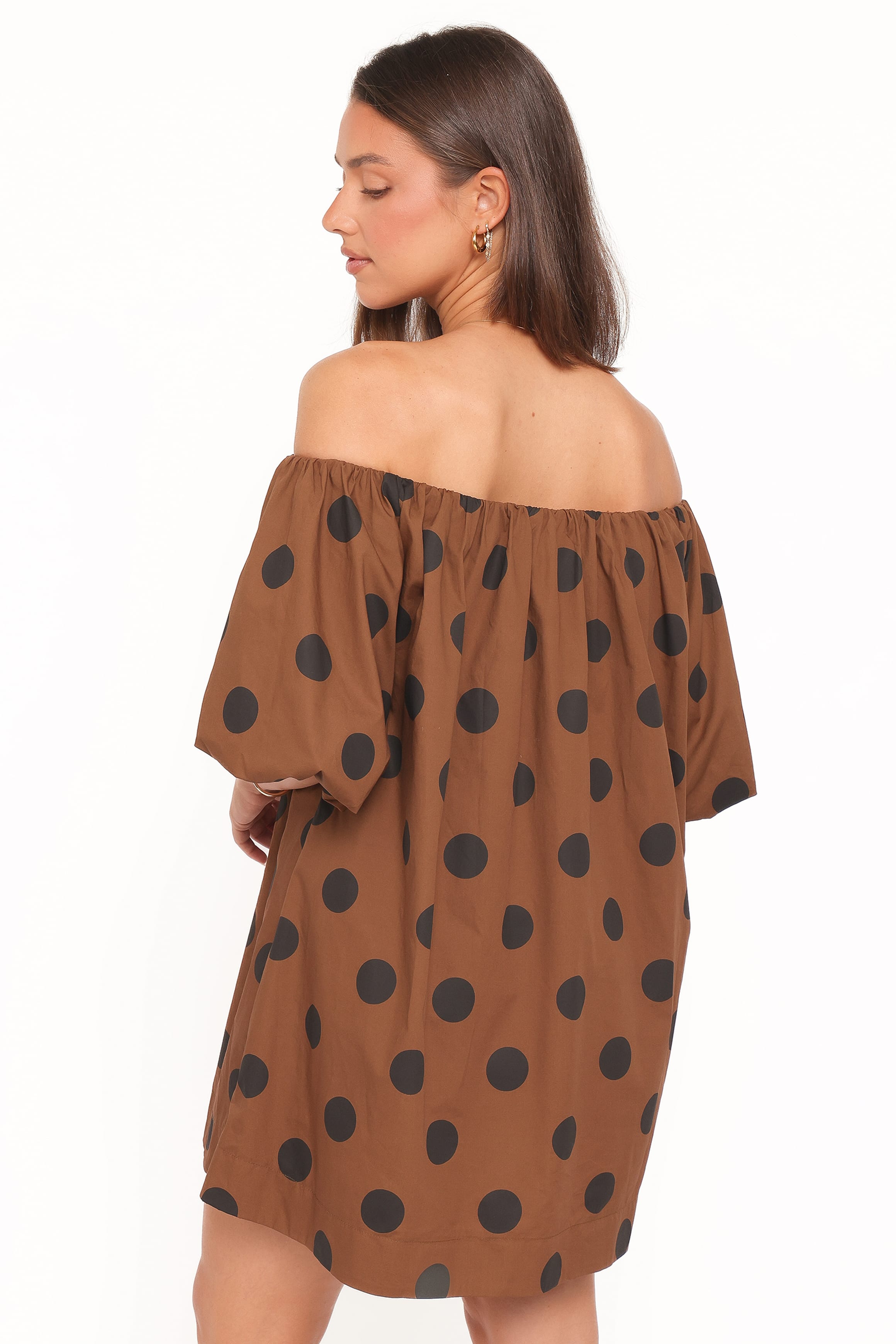 DRESSES @Eddie Mini Dress - Brown Polka Dot