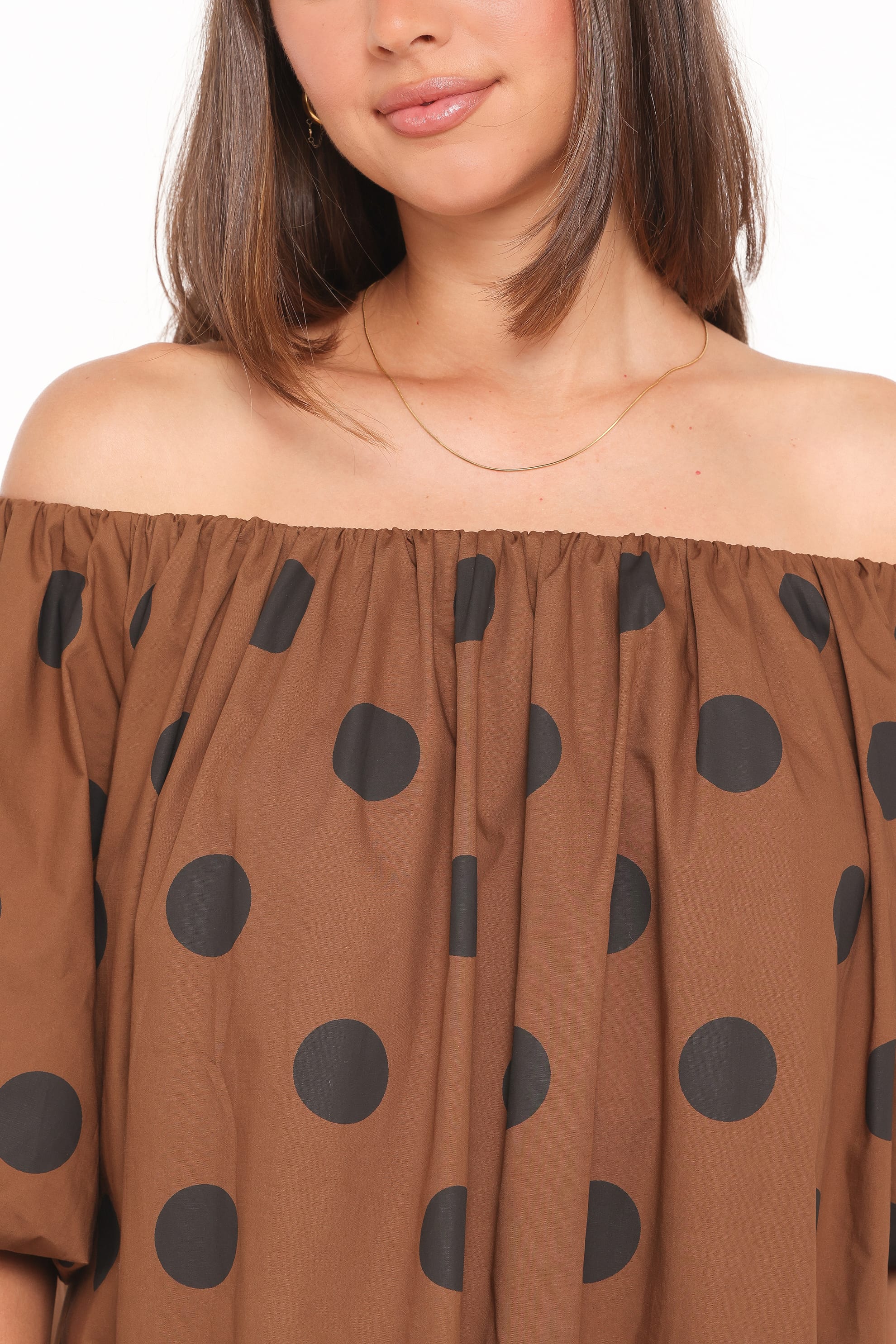 DRESSES @Eddie Mini Dress - Brown Polka Dot