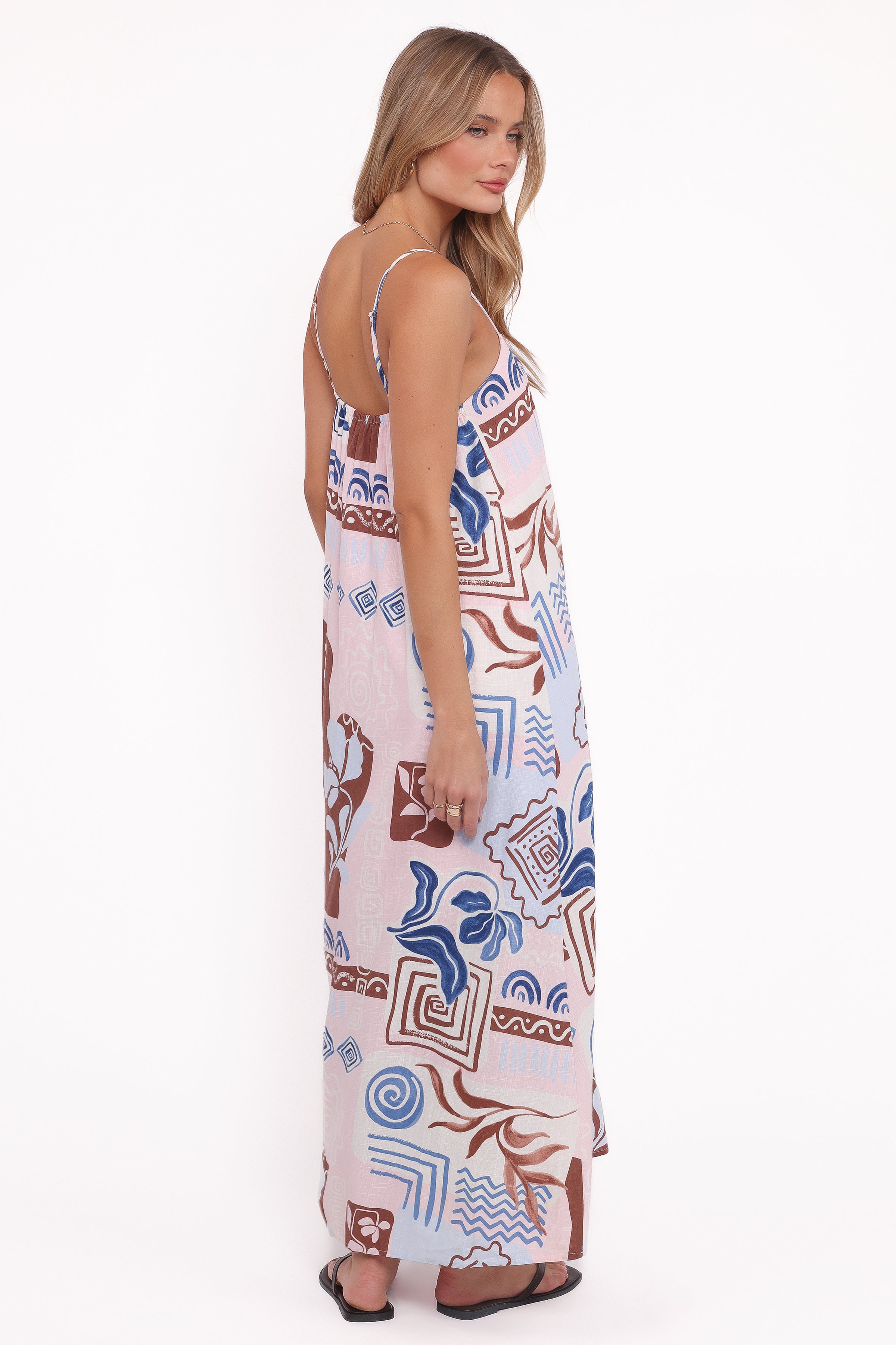 DRESSES Elaris Maxi Dress - Blue Brown Abstract