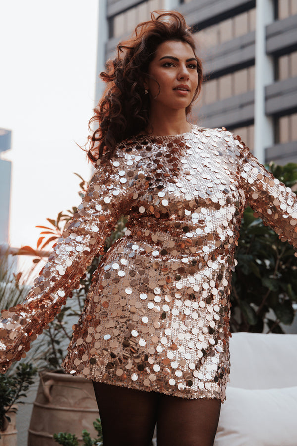 DRESSES Electra Long Sleeve Mini Dress - Gold