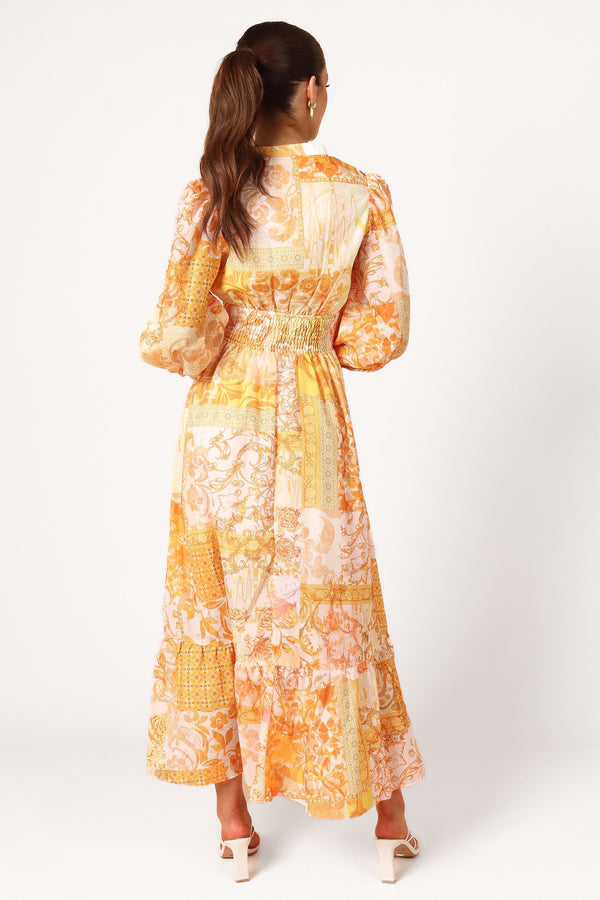 DRESSES Elements Elastic Waist Long Sleeve Maxi Dress - Mustard