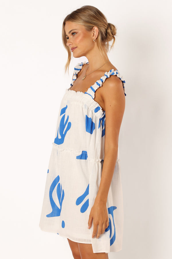 DRESSES @Elena Mini Dress - Blue Print