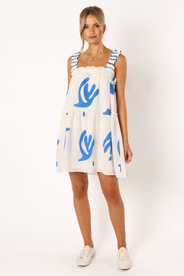 DRESSES @Elena Mini Dress - Blue Print