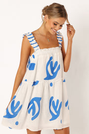 DRESSES @Elena Mini Dress - Blue Print
