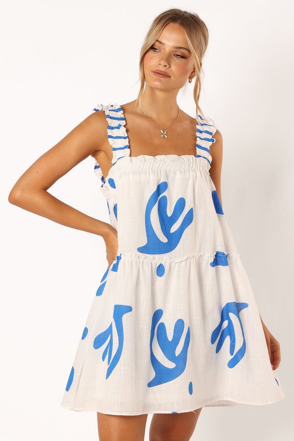 DRESSES @Elena Mini Dress - Blue Print