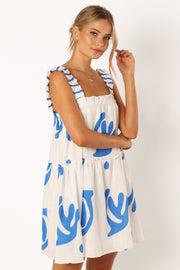DRESSES @Elena Mini Dress - Blue Print