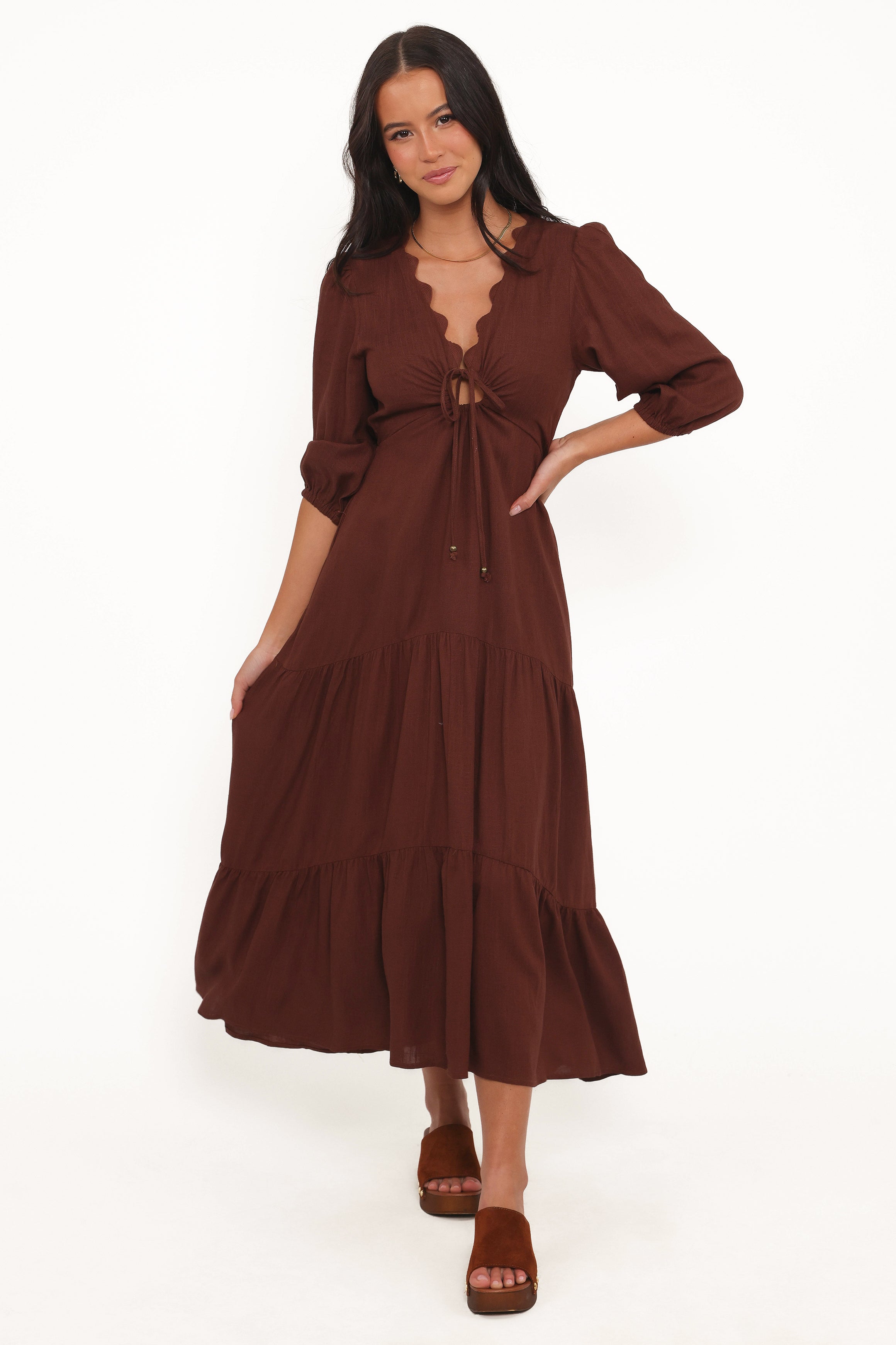 DRESSES Eleonara Midi Dress - Chocolate