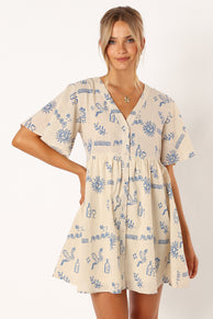 DRESSES @Elias Mini Dress - Beige Blue