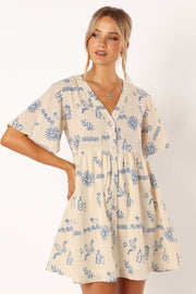 DRESSES @Elias Mini Dress - Beige Blue