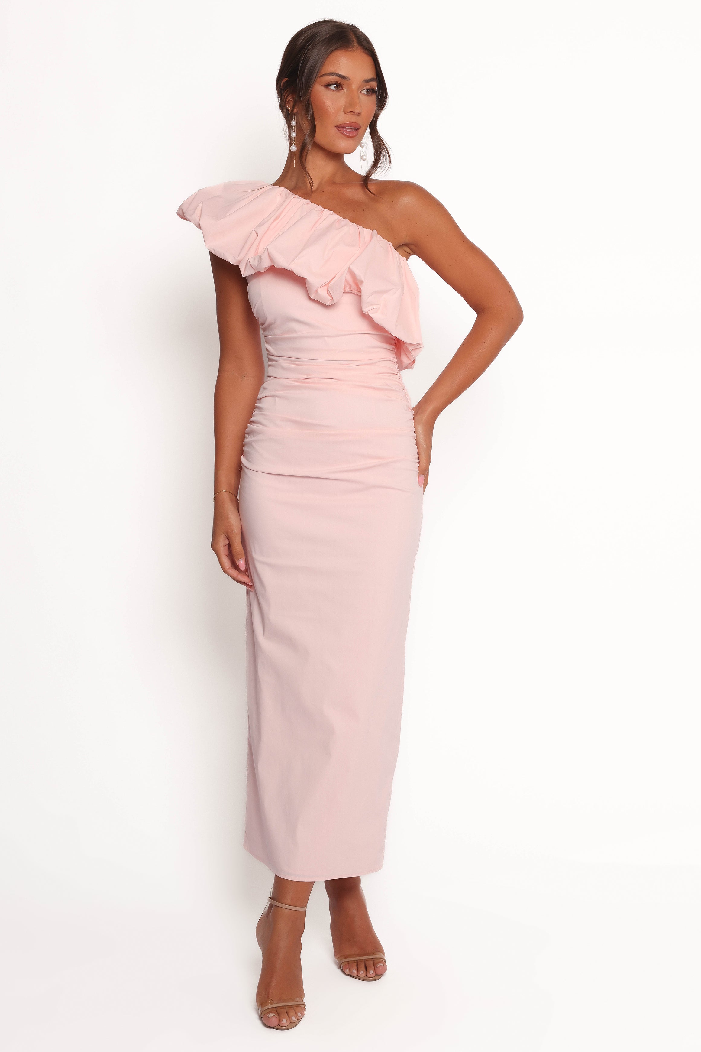 DRESSES Eliya One Shoulder Frill Maxi Dress - Ballet Pink