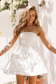 DRESSES @Ellen Strapless Mini Dress - White Denim