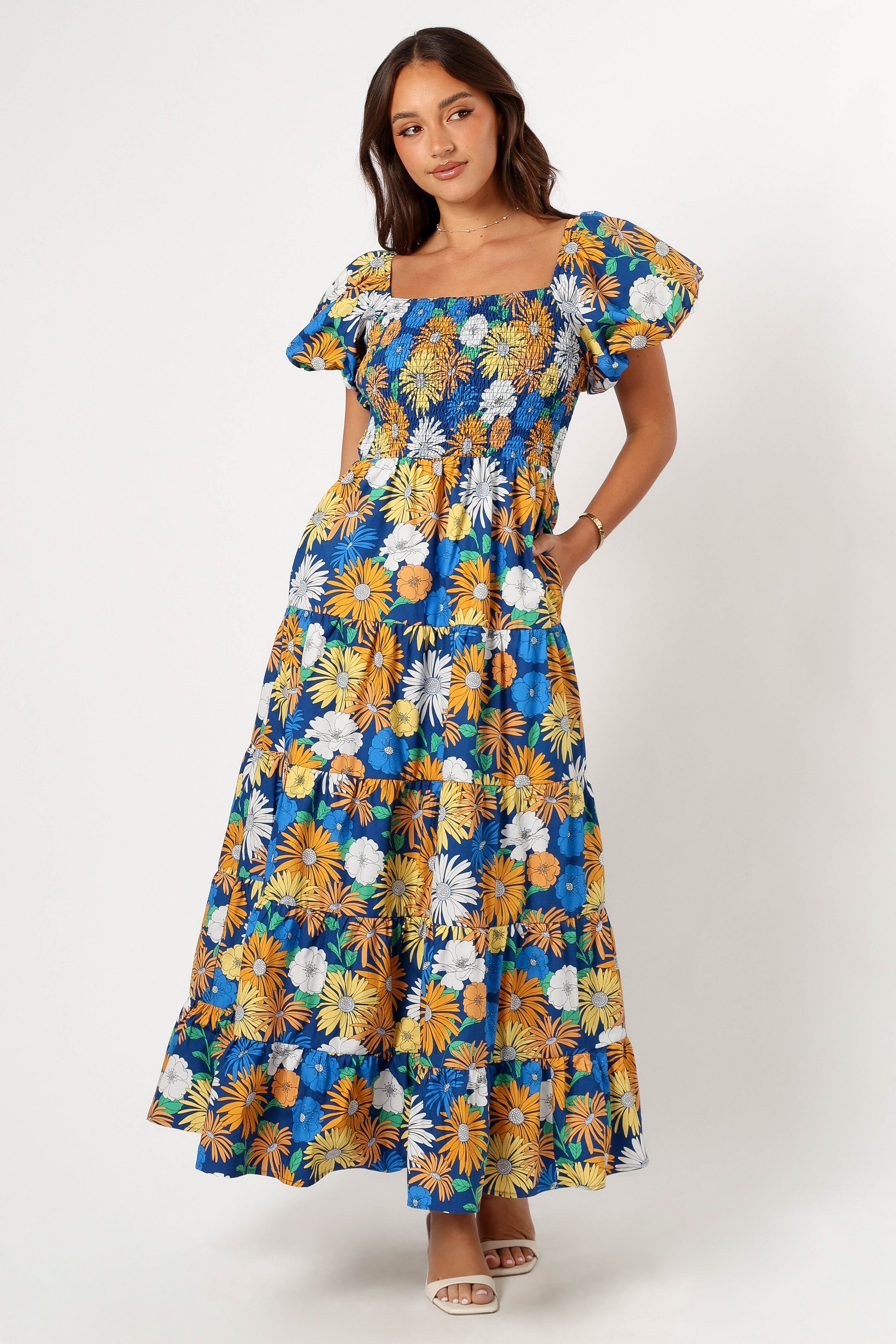 DRESSES Elsie Short Sleeve Maxi Dress - Denim Blue