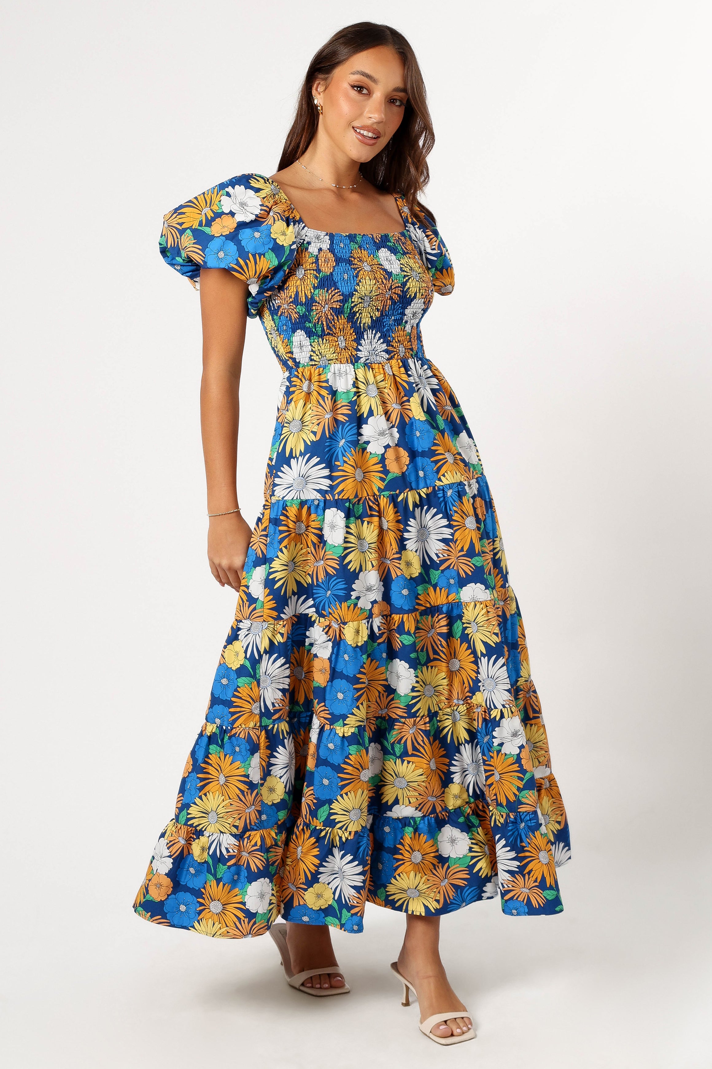 DRESSES Elsie Short Sleeve Maxi Dress - Denim Blue