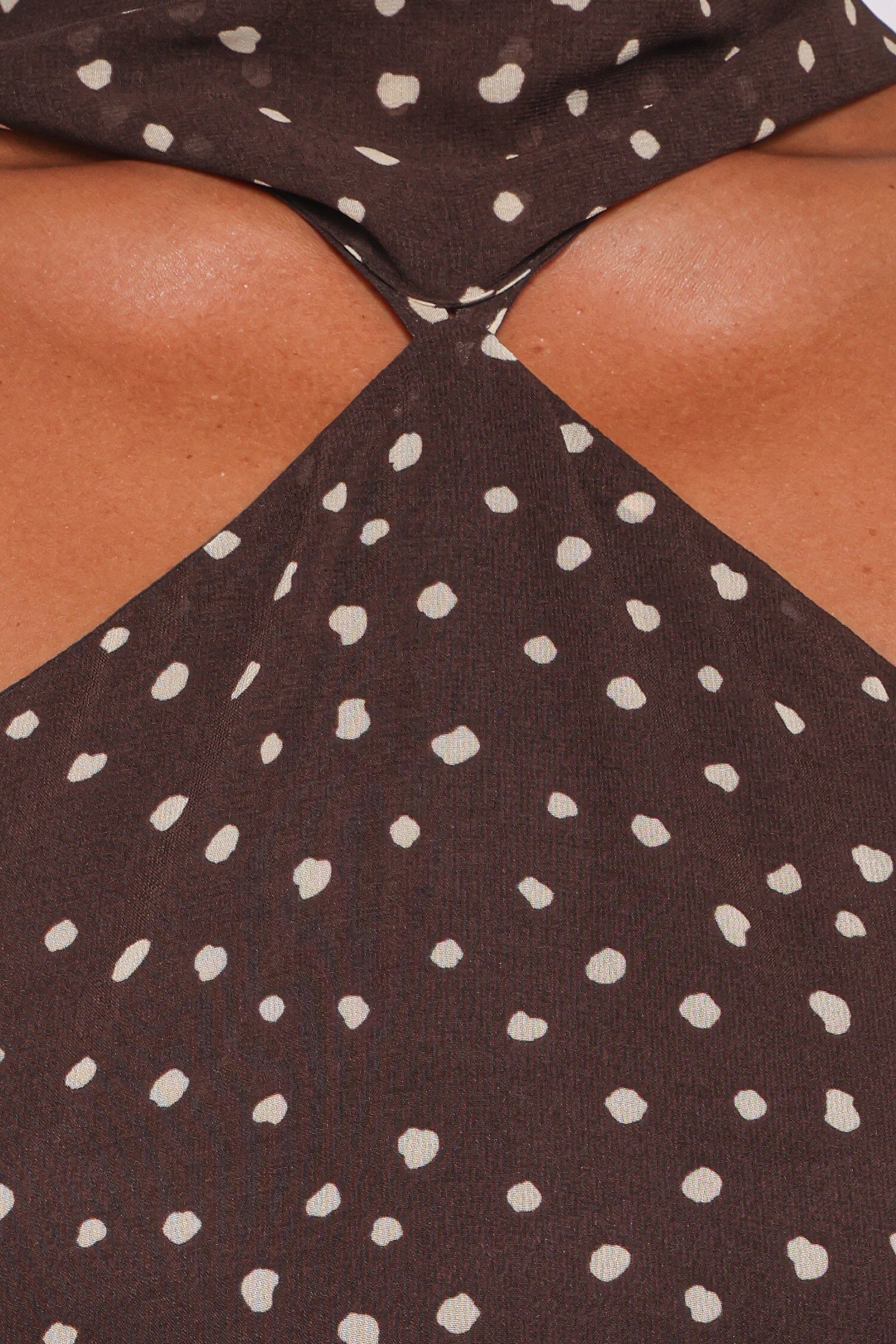 DRESSES Elva Halterneck Midi Dress - Brown Polka Dot