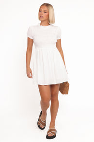 DRESSES Emari Puff Sleeve Mini Dress - White