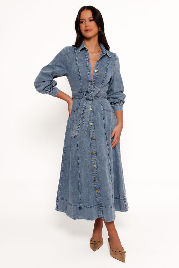 DRESSES Emberly Long Sleeve Maxi Dress - Denim