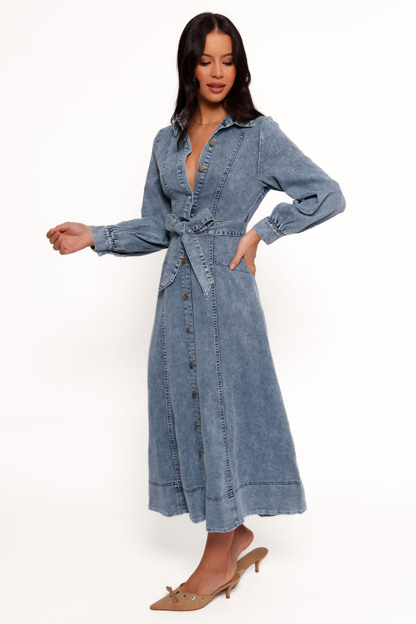 DRESSES Emberly Long Sleeve Maxi Dress - Denim