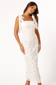 DRESSES @Emersyn Midi Lace Dress - White