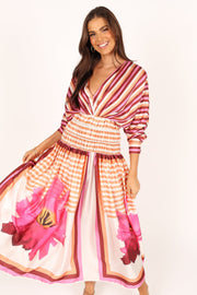 DRESSES @Emilia Long Sleeve Maxi Dress - Pink Stripe