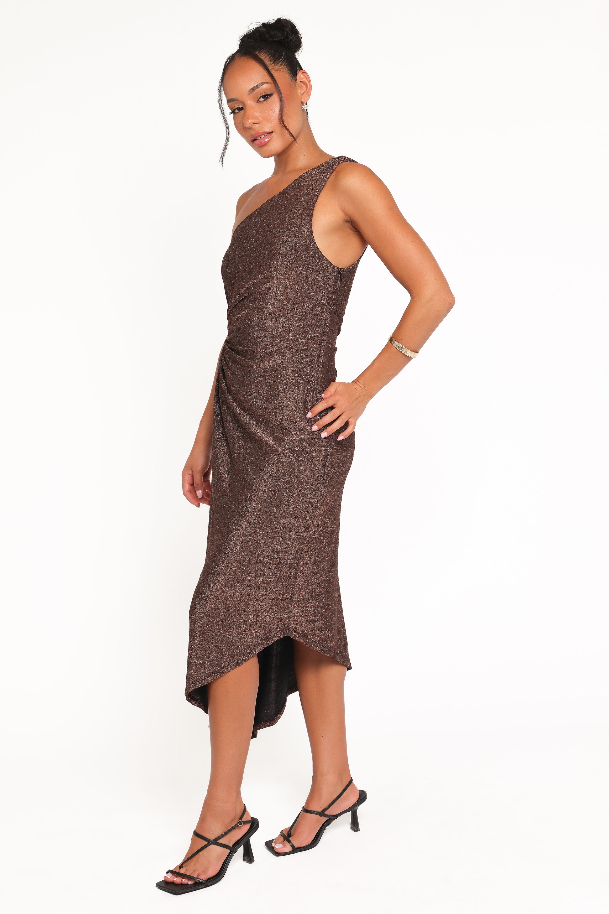 DRESSES Emma One Shoulder Midi Dress - Vintage Gold