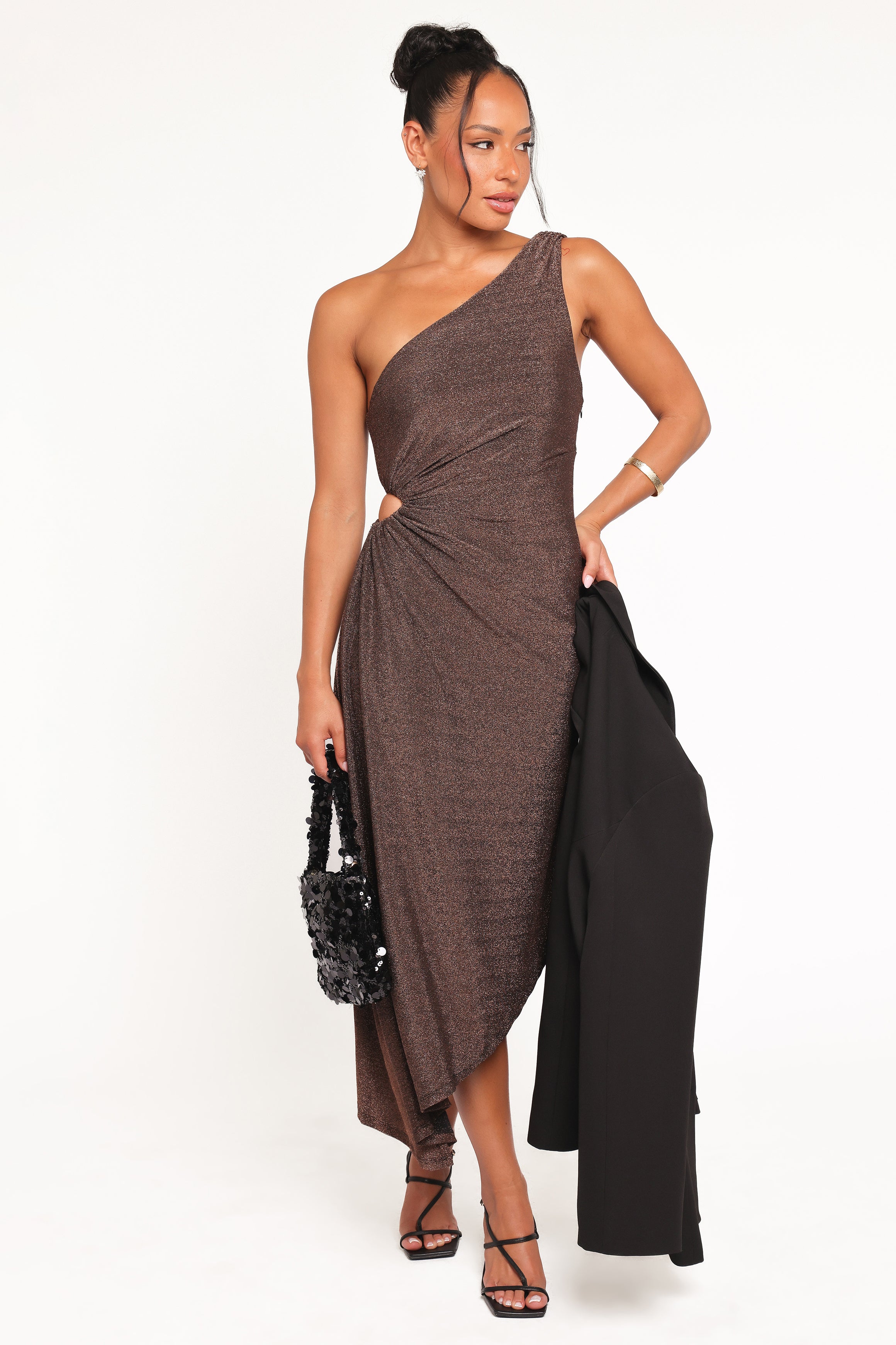 DRESSES Emma One Shoulder Midi Dress - Vintage Gold
