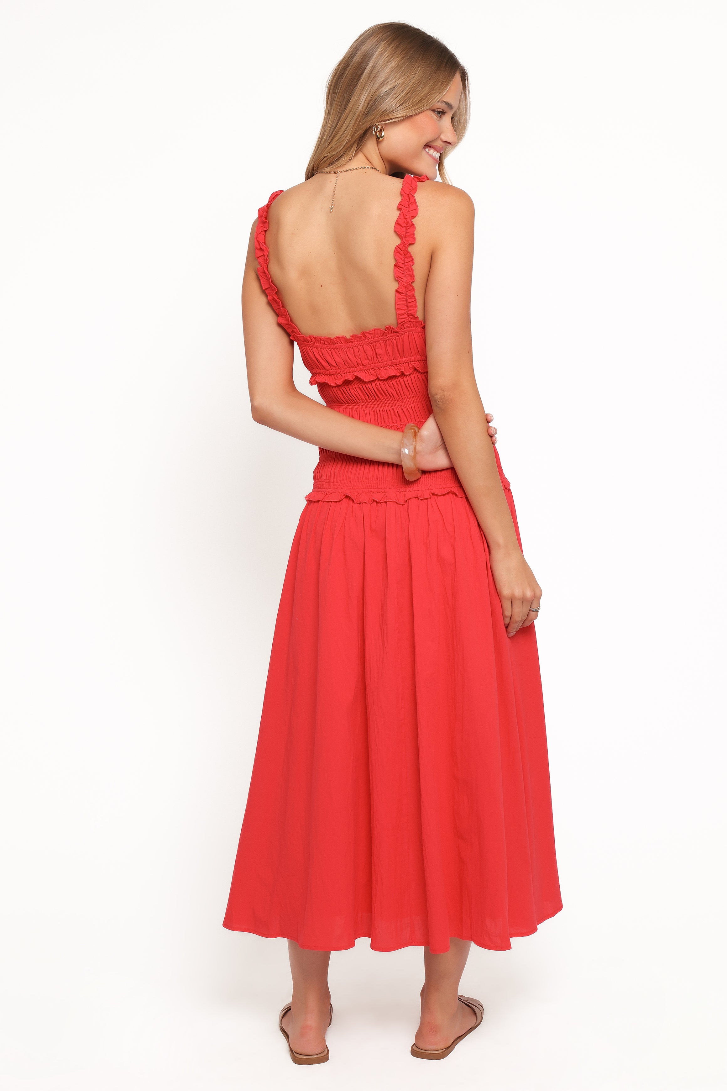 DRESSES Enola Gather Midi Dress - Red