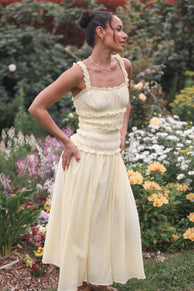 DRESSES Enola Gather Midi Dress - Yellow