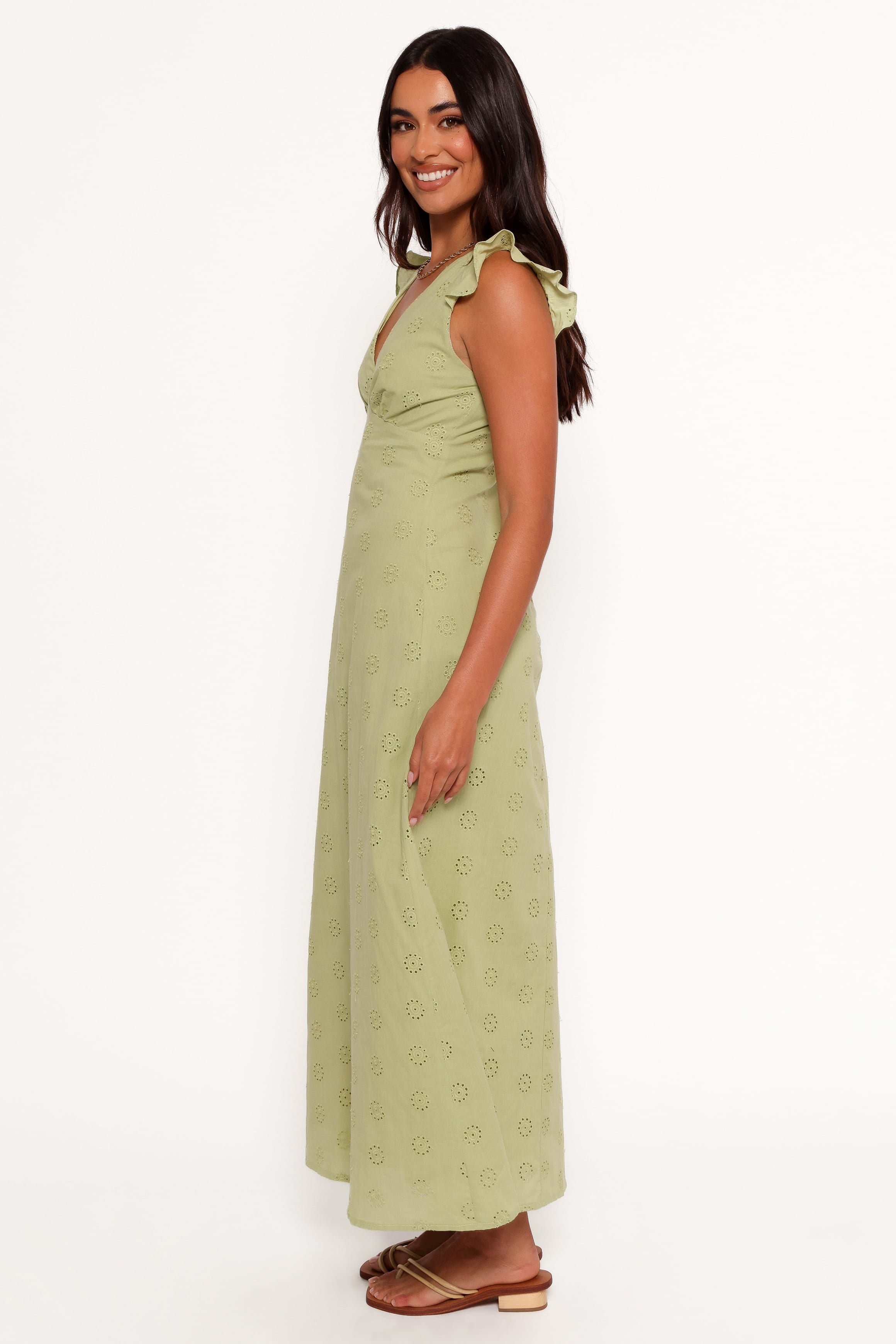 DRESSES Ensley Flutter Sleeve Maxi Dress - Olive Green