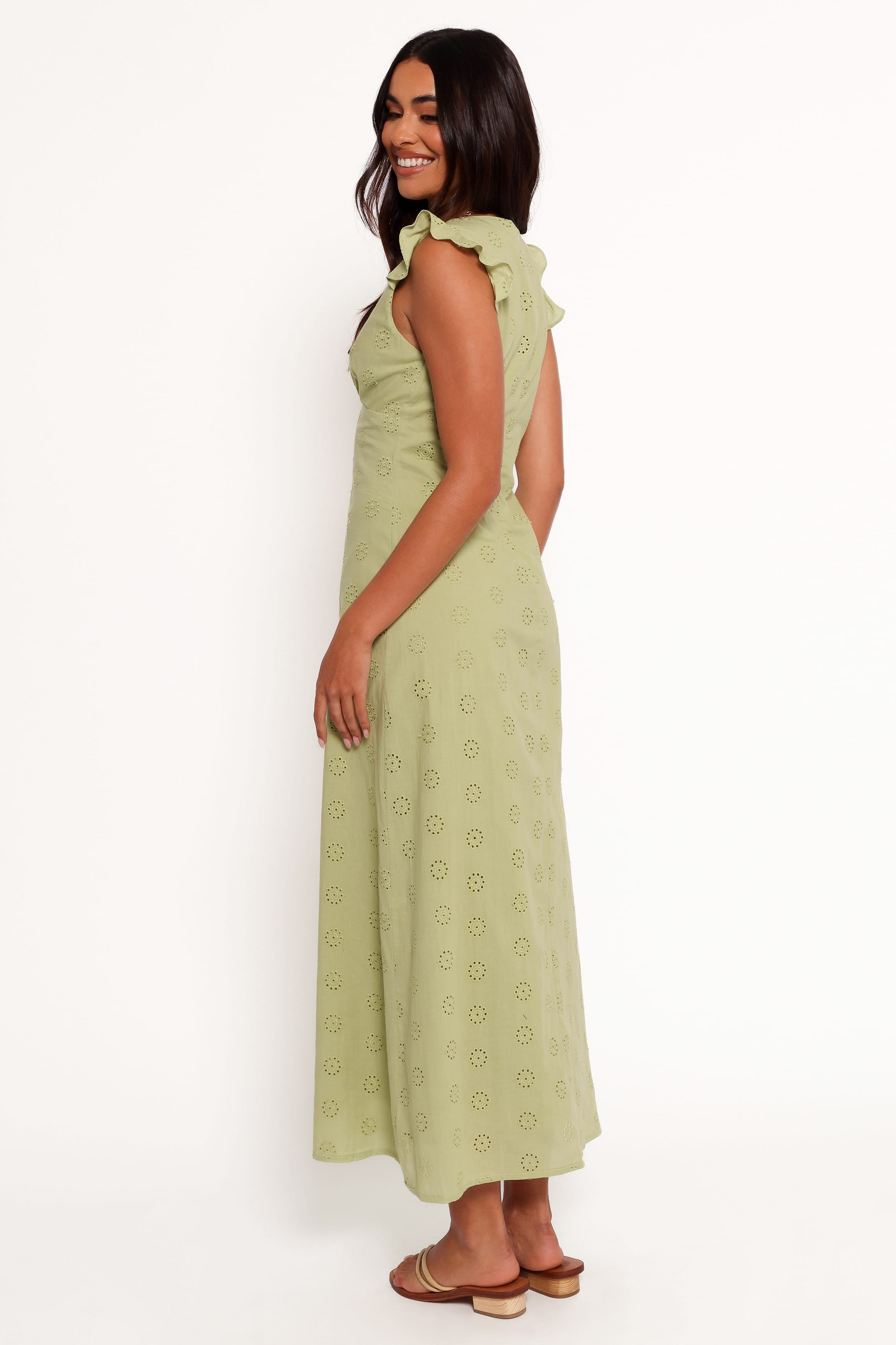 DRESSES Ensley Flutter Sleeve Maxi Dress - Olive Green