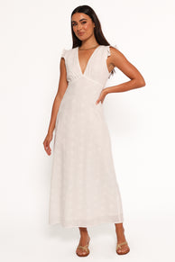 DRESSES Ensley Flutter Sleeve Maxi Dress - White