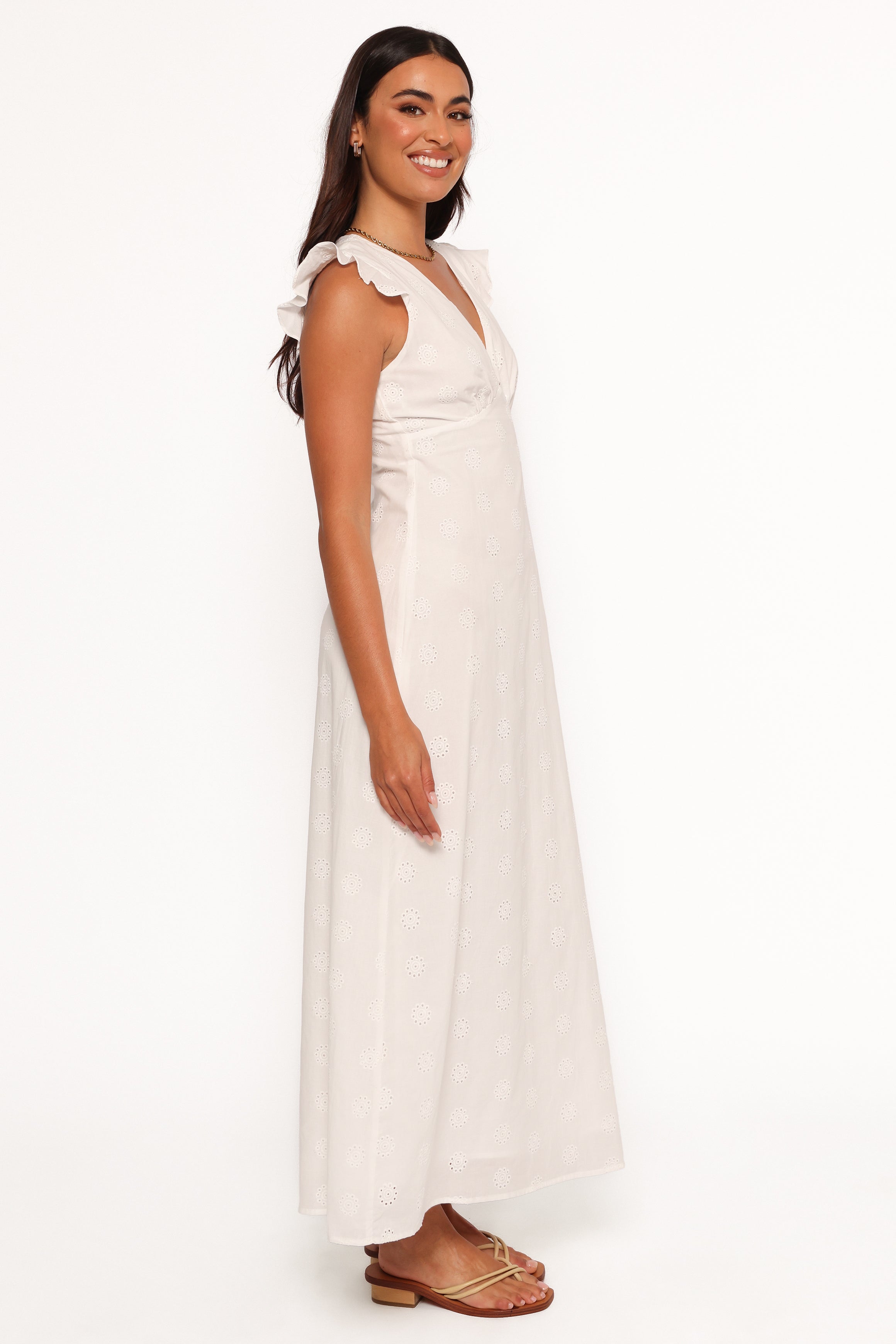DRESSES Ensley Flutter Sleeve Maxi Dress - White