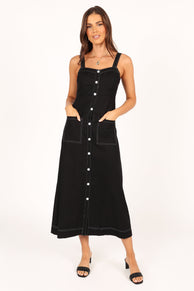 DRESSES @Estelle Contrast Stitch Midi Dress - Black (waiting on bulk)