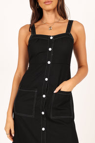 DRESSES @Estelle Contrast Stitch Midi Dress - Black (waiting on bulk)