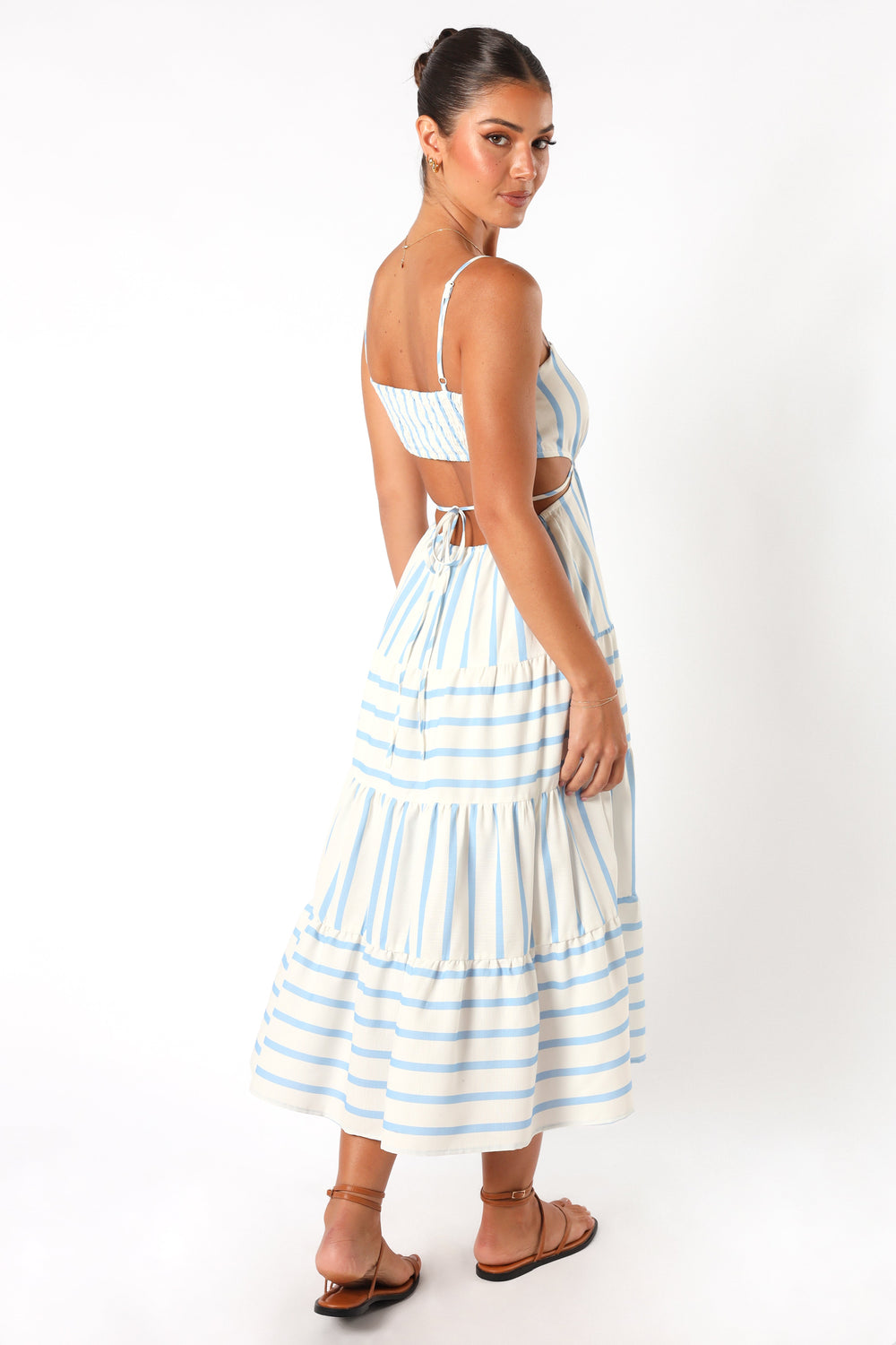 DRESSES @Evelin Midi Dress - Blue Stripe