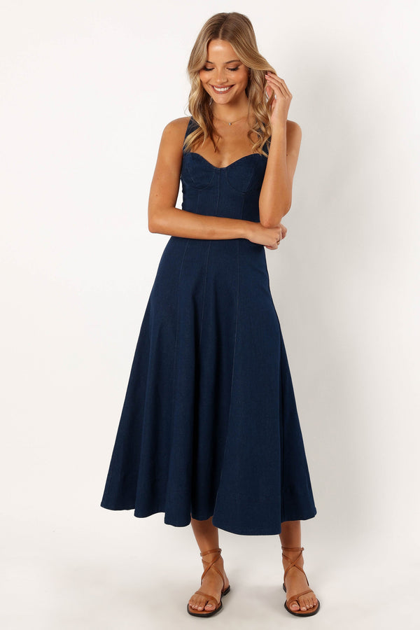 DRESSES @Everly Crossback Midi Dress - Denim