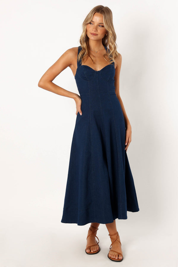 DRESSES @Everly Crossback Midi Dress - Denim