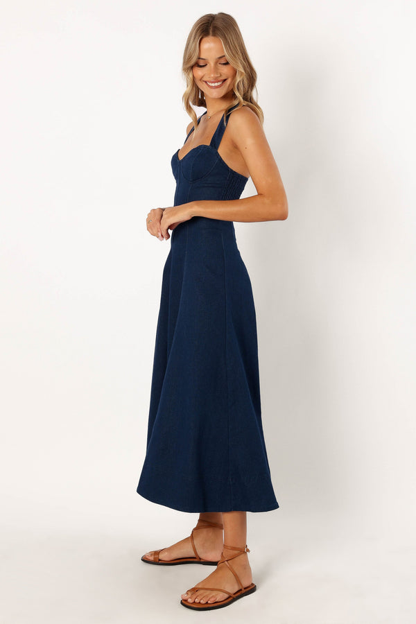 DRESSES @Everly Crossback Midi Dress - Denim