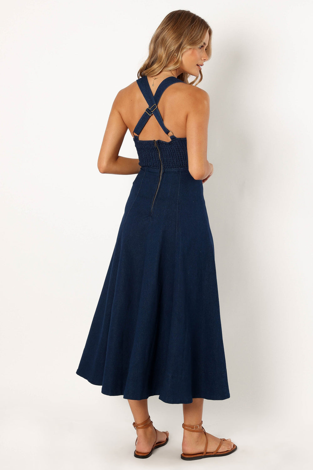 DRESSES @Everly Crossback Midi Dress - Denim