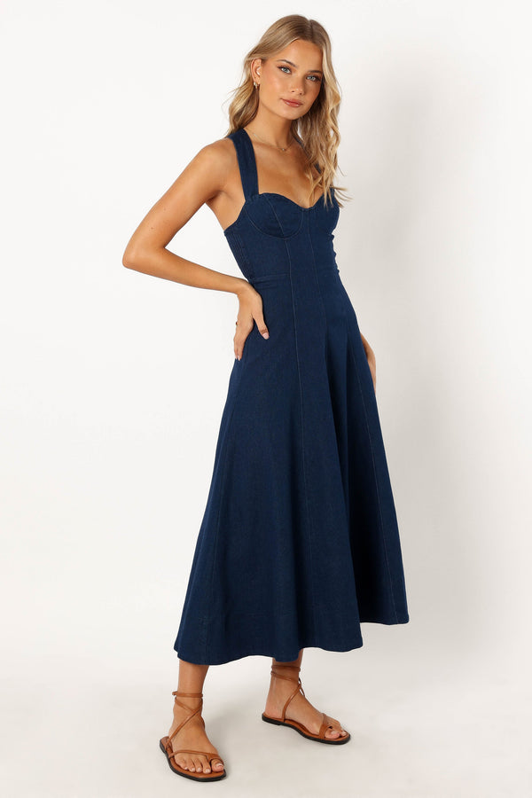 DRESSES @Everly Crossback Midi Dress - Denim