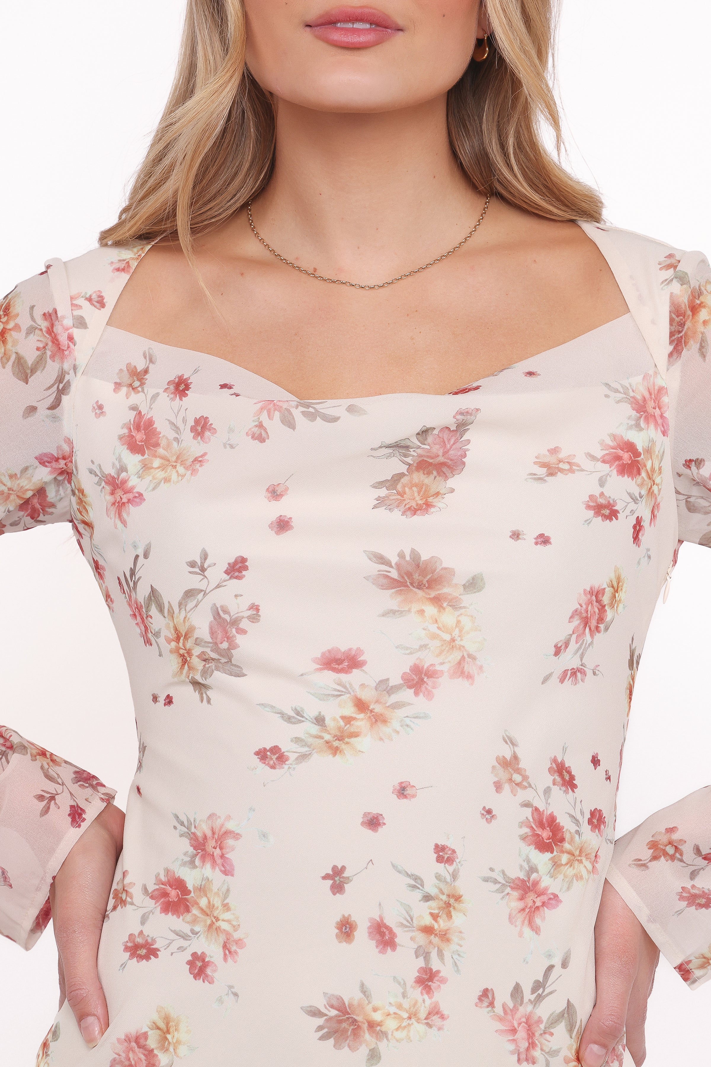 DRESSES Everlyn Long Sleeve Mini Dress - Cream Floral