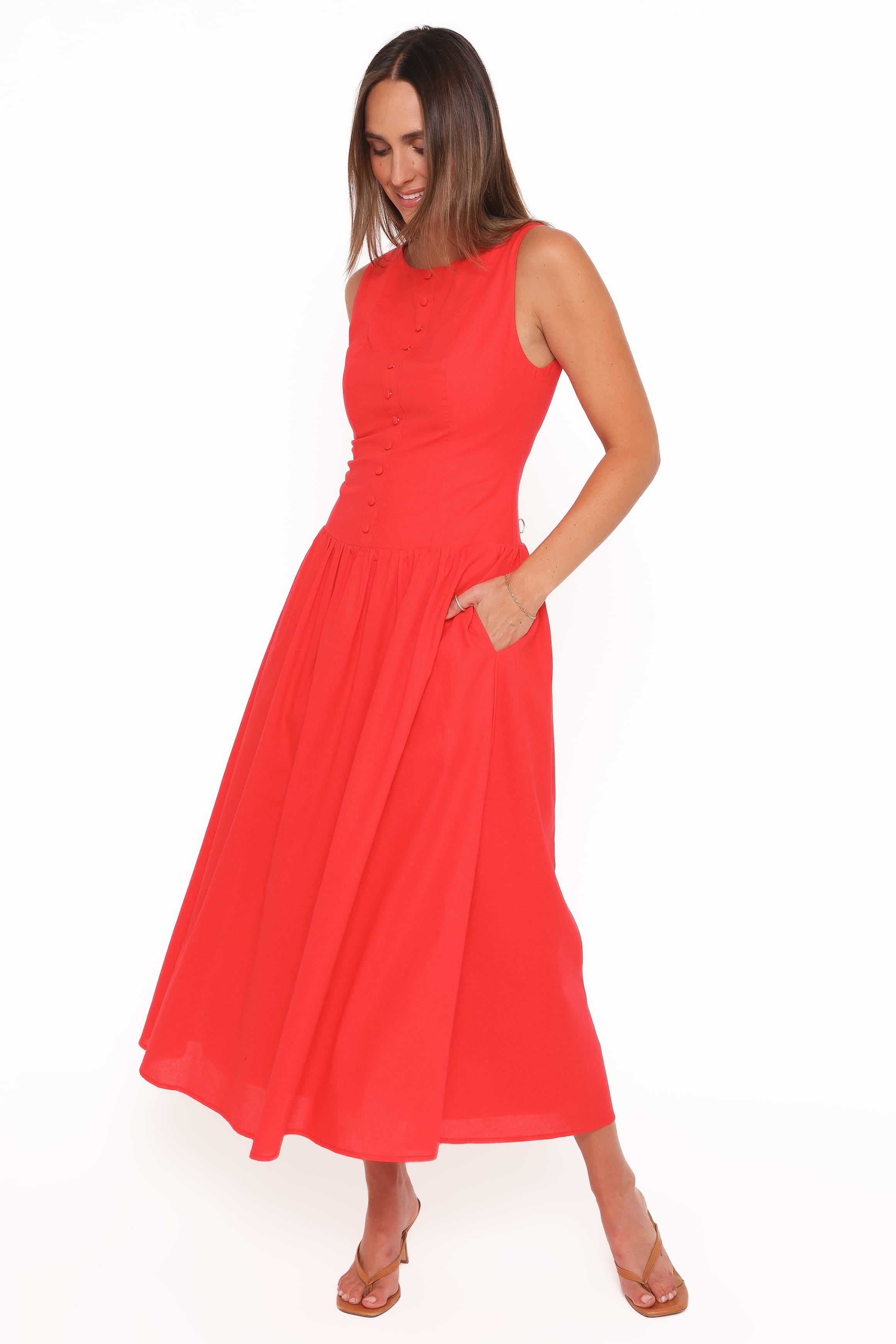 DRESSES Evie Button Front Maxi Dress - Red